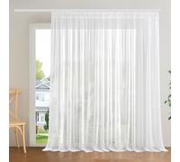 Deconovo Cortinas Transparentes y Decorativas para Interiores con Cinta Rizada, Cortinas Voile Ligeras y Modernas para Dormitorio, Sala de Estar, Ventanas, 300×245 CM, Blanco, 1 Paneles