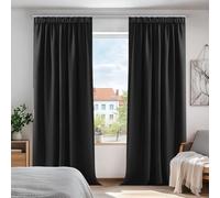 Deconovo - Juego de 2 Cortinas de galón fruncedor para Dormitorio de Puerta, Cortina L'H?Tel con Ventana Interior Opaca, Aislante térmico antifrío, 168 x 229 cm, Color Negro