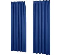 Deconovo Juego de 2 Cortinas Opacas antiruit con Cinta Fruncida térmica contra el frío, 200 x 140 cm (Altura x Ancho), Color Azul