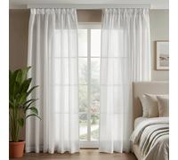 Deconovo Juego de 2 Cortinas semitransparentes con Volantes para salón, 140×215 CM, Blanco