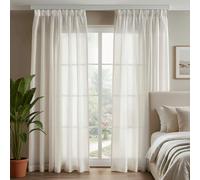 Deconovo Juego de 2 Cortinas semitransparentes con Volantes para salón, 140×215 CM, Lino