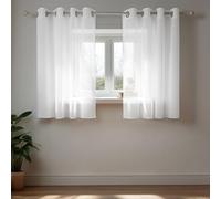 Deconovo Visillo para Ventana Cortina Transparente de Dormitorio 2 Paneles 140 x 138 cm Blanco