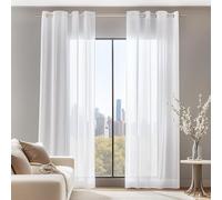 Deconovo Visillo para Ventana Cortina Transparente para Hogar 2 Paneles 140 x 260 cm Blanco