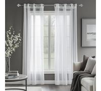 Deconovo Visillos para Cortinas Salón Traslúsidos Blancos Infantiles para Ventanas Dormitorio de Ventana Sheer Voile Gasa 2 Paneles 140 x 240 cm