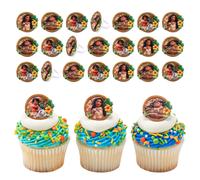 DecoPac Disney Moana 2 Anillos 24 Decoraciones para Cupcakes con Moana, Maui, Simea y Pua de Disney - Paquete de 24