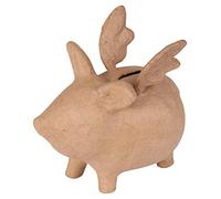 Décopatch AC842C - Un support en papier brun mâché 15,5x11x14 cm, Tirelire cochon volant