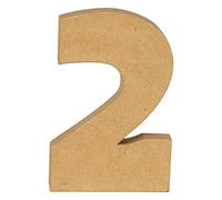 Décopatch AC886C - Número 2 kraft de 20 cm para decorar en papel maché marrón - Decoración interior - DIY y manualidades - 13 x 2,5 x 20 cm
