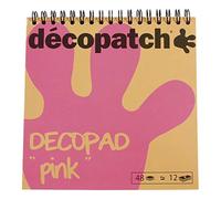 Décopatch BLOC020 - Un bloc à spirale de 48 feuilles de papier imprimé 15x15 cm, motifs assortis (12 designs x 4 feuilles), Rose