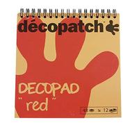 Décopatch BLOC030 - Un bloc à spirale de 48 feuilles de papier imprimé 15x15 cm, motifs assortis (12 designs x 4 feuilles), Rouge