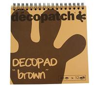 Décopatch BLOC060 - Un bloc à spirale de 48 feuilles de papier imprimé 15x15 cm, motifs assortis (12 designs x 4 feuilles), Marron