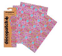 Décopatch C394O - Une pochette de 3 feuilles de papier imprimé 30x40 cm, Kenja rose turquoise