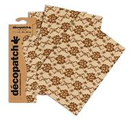 Décopatch C600O - Une pochette de 3 feuilles de papier imprimé 30x40 cm, Vichy, pois, rayé fleurs marron vintage