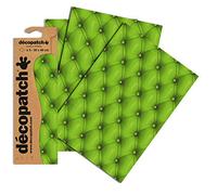 Décopatch C618O - Une pochette de 3 feuilles de papier imprimé 30x40 cm, Capitons verts
