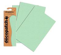 Décopatch C734O - Une pochette de 3 feuilles de papier imprimé 30x40 cm, Petits losanges jaunes et verts