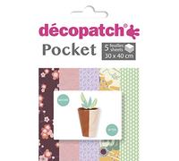 Décopatch DP025C - Una bolsa de 5 hojas de papel de Decopatch, papel impreso, 30 x 40 cm, diseño de asortis, veraniego.