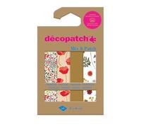 Décopatch DP032C - Una Bolsa de 4 Hojas Tamaño: 30 x 40 cm - Papel Impreso, Oro y Rojo - Mix & Patch - A Partir de 5 años, DIY, creación, renovación, Actividad Creativa