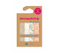 Décopatch- Hoja, Color Verde y Rosa, Medium (Clairefontaine Rhodia DP033C)