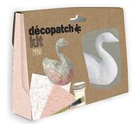 Décopatch KIT027C - Un minikit con un animal de papel pulpado blanco, 2 hojas Décopatch, un pincel y un bote de esmalte de pegamento, cisne