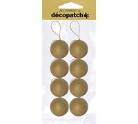 Décopatch NO007O - Un lot de 8 supports en papier brun mâché 5x5x5 cm, Boules avec cordon doré