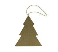 Décopatch NO026Opack - Un Lot de 10 supports en papier brun mâché 1x7x8 cm, Sapin plat à suspendre