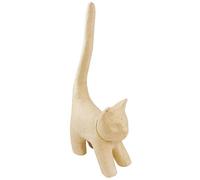 Décopatch SA112O - Un support en papier brun mâché 13,5x7x32 cm, Chat naïf avec longue queue