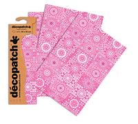 Décopatch Une pochette de 3 feuilles de papier imprimé 30x40 cm, Casablanca rose Papel de mosaico circular rosa, paquete de 3 hojas, 35.0 x 11.0 x 0.5 cm, 3