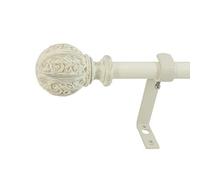 Decopolitan BEME Internacional 5/8 "Montevilla Core Hoja Bola telescópica Juego de Barra de Cortina, Distressed White, 86-120"