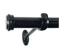 Decopolitan Juego de barra de cortina con tapa de extremo, 45,7 a 91,6 cm, color negro