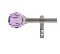 Decopolitan Juego de barras de cortina de bola acanalada de 5/8 pulgadas, 48 a 86 pulgadas, morado
