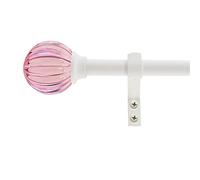 Decopolitan Juego de barras de cortina de bola acanalada de 5/8 pulgadas, 48 a 86 pulgadas, rosa
