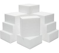 DecoPorex - Bloques de espuma de poliestireno para manualidades (12 unidades) - Ladrillos cuadrados de Poliestireno para artes y manualidades - Color blanco - 10 cm x 10 cm x 5 cm cada uno