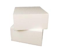 DecoPorex - Bloques de espuma para manualidades (2 unidades) - Ladrillos cuadrados de Poliestireno para artes y manualidades - Color blanco - 20 cm x 20 cm x 10 cm cada uno