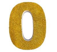 DecoPorex - Numeros Purpurina en poliestireno 20cm de Altura, 3cm Grueso para Aniversarios, cumpleaños y Celebraciones y Eventos. (0, Oro)