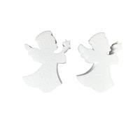 DecoPorex - Pack de 2 Ángeles de Navidad de 14 cm de Poliestireno Sin Pintar, Decoraciones Festivas