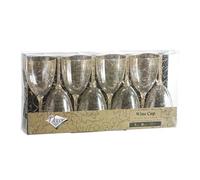 Decor Decorline - 96 copas de vino con mango de plástico de alta calidad con purpurina dorada, reutilizables, para bodas y fiestas, 200 ml, reutilizables y estables