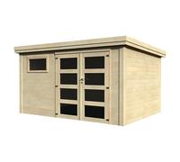 Caseta de madera paolo de 390x216x305 cm y 10 m2 con 28 mm espesor y doble puerta abatible decor et jardin