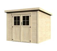 Caseta de madera favil de 250x202x253 cm y 6.35 m2 con 19 mm espesor y doble puerta abatible decor et jardin