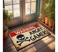 Decor For Man Cave Angry Gamer: The Warning Sign Felpudo grande de bienvenida para puerta delantera, puerta grande de otoño (65 x 90 cm)
