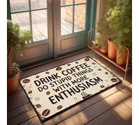 Decor For Man Cave Coffee Fueling Stupid Fun Entusiasm Felpudo grande de bienvenida para puerta delantera, puerta grande de otoño (65 x 90 cm)