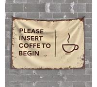 Decor for Man Cave Insert Coffee to Begin: A Sign of The Times, tapiz divertido para decoración de habitación, banderas para habitación adolescente (75 x 100 cm)