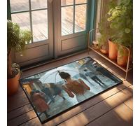 Decor For Man Cave Rainy Day Elegance: A Woman In White Felpudo grande de bienvenida para puerta delantera, puerta grande de otoño (40 x 60 cm)