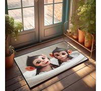 Decor For Man Cave Two Cute Monkeys In A Bubble Bath Felpudo grande de bienvenida para puerta delantera, puerta grande de otoño (40 x 60 cm)