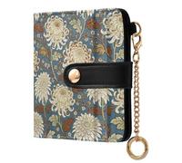 decor gift Billetera plegable para mujer, estilo vintage, crisantemo, William Morris, elegante, minimalista, de piel sintética, para mujeres y niñas