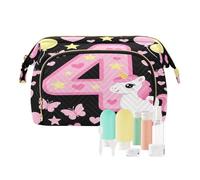 decor gift Bolsa de cosméticos de viaje con cremallera para 4º unicornios niña rosa (longword) monedero para mujer para kit de viaje
