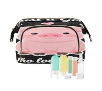 decor gift Bolsa de cosméticos de viaje impermeable con texto en inglés "Just A Girl Who Loves Pigs Funny (longword), monedero para mujer, organizador de artículos de tocador