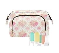 decor gift Bolsa de cosméticos ligera rosa y blanca con diseño floral francés (longword) para organizador de tarjetas y llaves