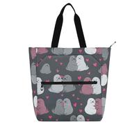 decor gift Bolsa de libros para niños, niñas y adultos, divertida, sellos del Nilo, corazones, impermeable, reutilizable, para la playa, con cremallera, para la escuela, el trabajo, viajes