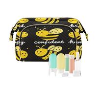 decor gift Bolsa de maquillaje Essentials Bee Kind Positive Brave Happy para mujer, monedero organizador de artículos de aseo