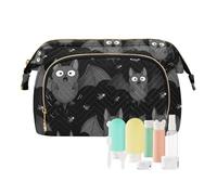 decor gift Bolsa de maquillaje grande impermeable interesante cara de murciélago para amantes de las mascotas, monedero para mujer, monedero para tarjetas, organizadores de dinero para maquillaje