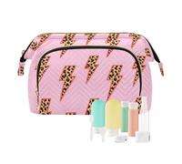 decor gift Bolsa de medicina con cremallera, guepardos, leopardos, rayo, bohemio, rosa (longword), monedero para mujer, para viajes, baño